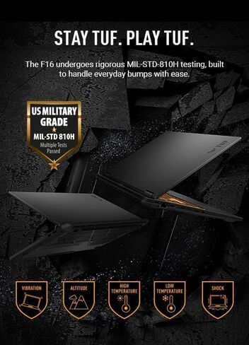 ASUS TUF F16 Gaming Mame Captop ، 16 "FHD+ 2K 165Hz 16:10 3MS Display ، Intel 16-Core I7-14650HX (> I9-13900HX) ، RTX 5060 GPU (> 4070) ، 32 GB DDR5 ، 1 TB Gen 4 SSD ، RGB Backlit KB ، Facial. in Saudi Arabia