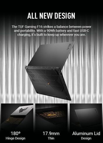 ASUS TUF F16 Gaming Mame Captop ، 16 "FHD+ 2K 165Hz 16:10 3MS Display ، Intel 16-Core I7-14650HX (> I9-13900HX) ، RTX 5060 GPU (> 4070) ، 32 GB DDR5 ، 1 TB Gen 4 SSD ، RGB Backlit KB ، Facial. in Saudi Arabia