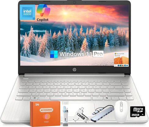 HP 14 "كمبيوتر محمول خفيف الوزن-Intel Quad-Core N150 (حتى 3.6 جيجا هرتز) ، ذاكرة وصول عشوائي 16 جيجابايت ، 128 جيجابايت من UFS + 256 جيجابايت MSD ، Wi-Fi 6 ، عمر البطارية الطويل ، HDMI ، USB-C ، كاميرا الويب HD ، الطلاب و Business ، Windows 11 Pro in Saudi Arabia