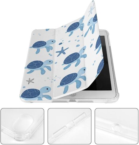 Cute Turtles Starfish Case مع حامل القلم Trifold Trifold Stand متوافق مع iPad Mini 4/5/6 Mini4/5 （7.9in） in Kuwait