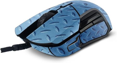 MightySkins Skin Compatible with SteelSeries Rival 5 Gaming Mouse - Blue Gridiron | Protective, Durable, and Unique Vinyl Decal wrap Cover | Easy to Apply, Remove, and Change Styles | Made in The USA in Saudi Arabia
