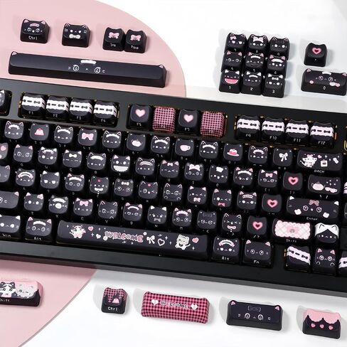 Maid Cat موضوع Dye-Subsion PBT ، ملف MAO ، 142 مفاتيح مفاتيح مخصصة لتخطيط ANSI ، MX Switches Mechanical Gaming Keyboard (Maid Cat) in Saudi Arabia