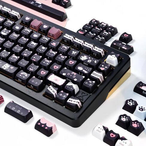 Maid Cat موضوع Dye-Subsion PBT ، ملف MAO ، 142 مفاتيح مفاتيح مخصصة لتخطيط ANSI ، MX Switches Mechanical Gaming Keyboard (Maid Cat) in Saudi Arabia