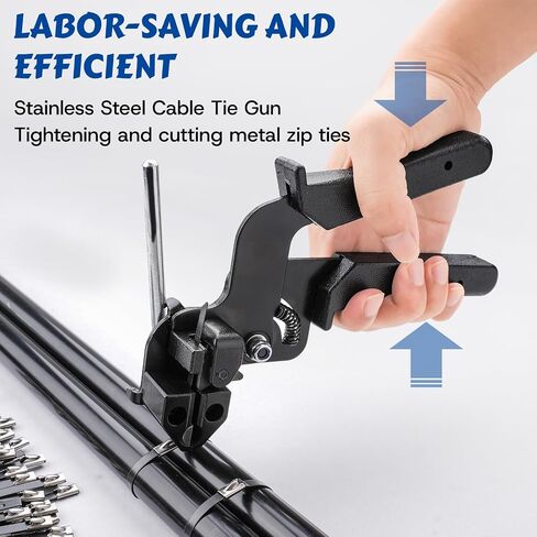 Stainless Zip Ties Heavy Duty Outdoor Metal Zip Ties Gun Set Fastening Cable Gun Tool with 300 PCS Ties for Chain Link Fence, Exhaust Pipe, Farms, Poultry Fence in Saudi Arabia