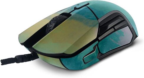 MightySkins Skin Compatible with SteelSeries Rival 5 Gaming Mouse - Watercolor Blue | Protective, Durable, and Unique Vinyl Decal wrap Cover | Easy to Apply and Change Styles | Made in The USA in Saudi Arabia