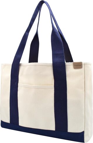 Canvas Tote Bag Casual Multi pockets Handbags Large Capacity Shopping Shoulder Bag with Pocket Bags Work Purses in Kuwait
