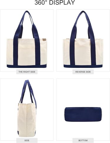 Canvas Tote Bag Casual Multi pockets Handbags Large Capacity Shopping Shoulder Bag with Pocket Bags Work Purses in Kuwait