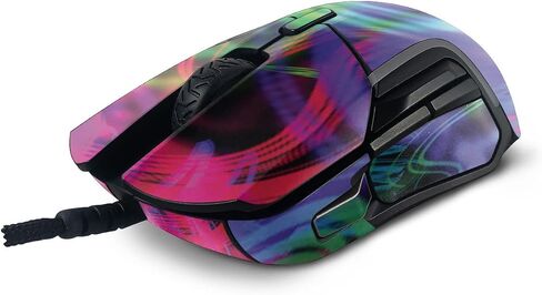 MightySkins Skin Compatible with SteelSeries Rival 5 Gaming Mouse - Neon Splatter | Protective, Durable, and Unique Vinyl Decal wrap Cover | Easy to Apply, Remove, and Change Styles | Made in The USA in Saudi Arabia