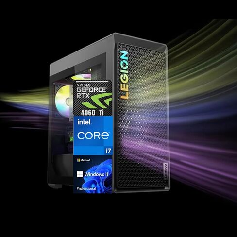 Lenovo Legion T5 High-Performance Gaming Tower Desktop ، Intel Core I7-13700F ، Nvidia Geforce RTX 4060 TI ، 64GB DDR5 RAM ، 2TB SSD + 2TB HDD ، HDMI ، لوحة المفاتيح السلكية ، WI-FI 6 ، Windows 11 Pro ، Black. in Kuwait