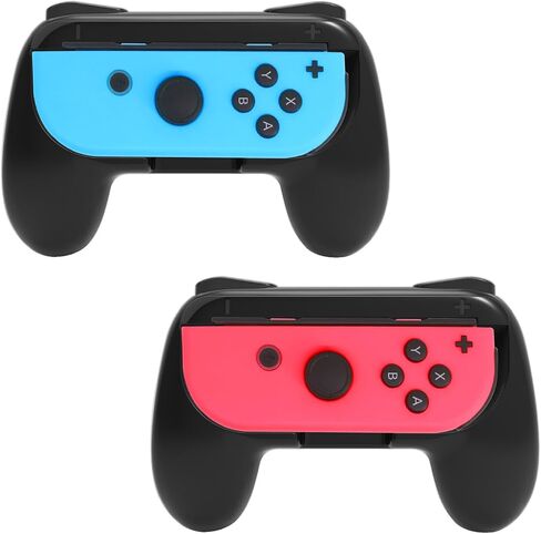 Grips متوافقة مع Nintendo Switch for Joy Con & OLED ، إكسسوارات مجموعة مقبض مضادة للانزلاق مريح للتبديل New Joy Cons Controller ، 2 Pack (Black) in Kuwait