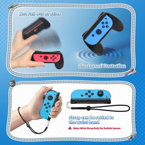 Grips متوافقة مع Nintendo Switch for Joy Con & OLED ، إكسسوارات مجموعة مقبض مضادة للانزلاق مريح للتبديل New Joy Cons Controller ، 2 Pack (Black) in Kuwait