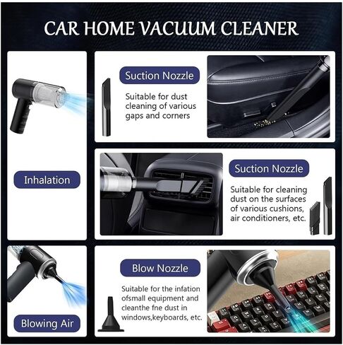 Mini Vacuum Cleaner Cordless Handheld 4000pa, Rechargeable Computer Vacuum Keyboard Cleaner, Portable Mini Vacuum for Desk Car Laptop Sewing Machine Pet House, Black，2024-VCC2 EI-V7 in Saudi Arabia