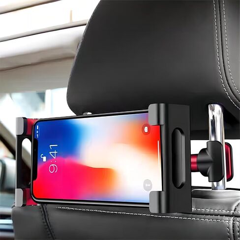 Car Headrest Stand - Advanced Rotatable Lazy Stand for Mobile Phones, Tablets, Gaming Devices 4.7-12.9 inch Device Use C Style (Red) in Saudi Arabia