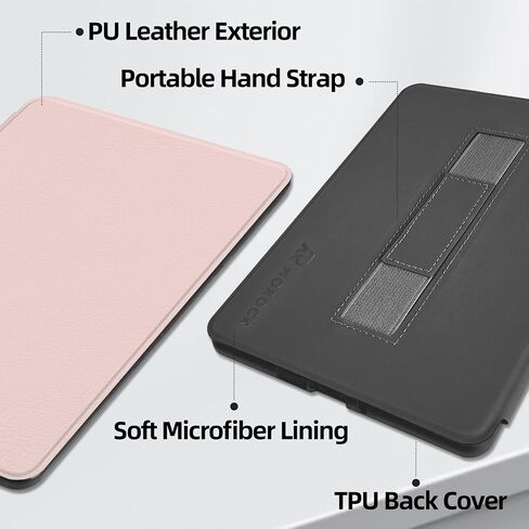 Morock Slim Case لـ 6 "Kindle Paperwhite 10th Generation 2018 الإصدار (الطراز رقم PQ94WIF) ، غطاء جلدي خفيف الوزن مع حزام يدوي ، حالة الاستيقاظ/النوم التلقائي لقارئ Amazon E ، Khaki Leopard Print in Kuwait