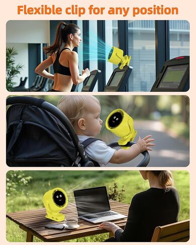Clip on Fan for Bed, Portable Fan for Travel, 360° Rotate Battery Operated Personal Fan, Air Turbo Tech & Digital display, stroller fan with 5 Speeds, For Home Office Stroller Camping - Black in Saudi Arabia