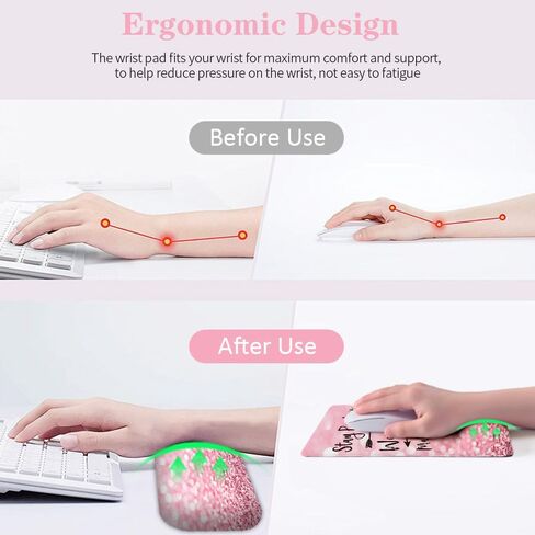 لوحة فأر Lateefah مع راحة معصم ، وسادة الماوس المريحة 3 في 1 ومواد لوحة مفاتيح راحة الهلام Mousepad مع تخفيف آلام المعصم مع المعصم ووسادة الكتابة السهلة للمنزل ، المكتب (Pink Stay Evential) in Kuwait