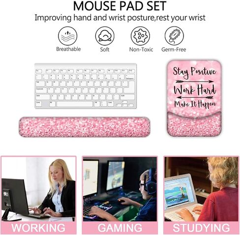 لوحة فأر Lateefah مع راحة معصم ، وسادة الماوس المريحة 3 في 1 ومواد لوحة مفاتيح راحة الهلام Mousepad مع تخفيف آلام المعصم مع المعصم ووسادة الكتابة السهلة للمنزل ، المكتب (Pink Stay Evential) in Kuwait
