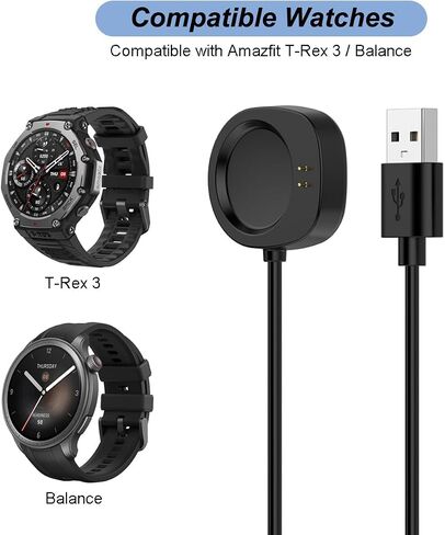Emilydeals Charger for Amazfit Balance/T-Rex 3, Replacement USB Charging Cable Cord Dock for Amazfit Balance, T-Rex 3 Smart Watch (3.3ft/1m) (2) in Kuwait