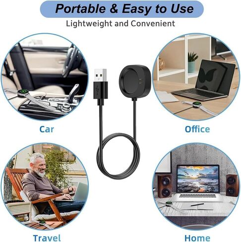 Emilydeals Charger for Amazfit Balance/T-Rex 3, Replacement USB Charging Cable Cord Dock for Amazfit Balance, T-Rex 3 Smart Watch (3.3ft/1m) (2) in Kuwait