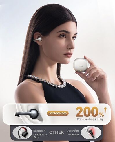 Clip Open Open Open On On Earbuds ، سائق 13 ملم ، 4.9G الخفيف ، والتحكم في Omnitap ، وتصميم L-Bridge الحصري ، وسماعات Bluetooth للراحة طوال اليوم. in Kuwait