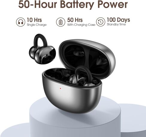 سماعات أذن مقطع ، راحة خفيفة الوزن مع تصميم مضاد للقطرات مفتوحة أذن أذن من Bluetooth 5.4 ، بطارية 50 ساعة سماعات أذن مفتوحة ، مقاومة للماء ، مثالية للارتداء النظارات والرياضة والتدريبات in Kuwait