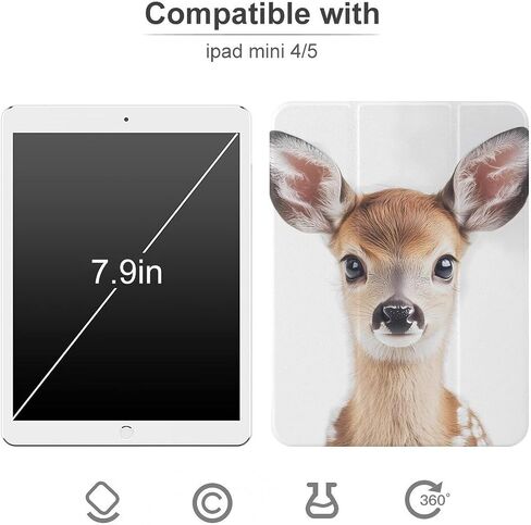 قضية صورة الغزلان مع حامل القلم رفيع الخفيفة الوزن trifold موقف متوافق مع iPad mini 4/5/6 mini6 （8.3in） in Kuwait