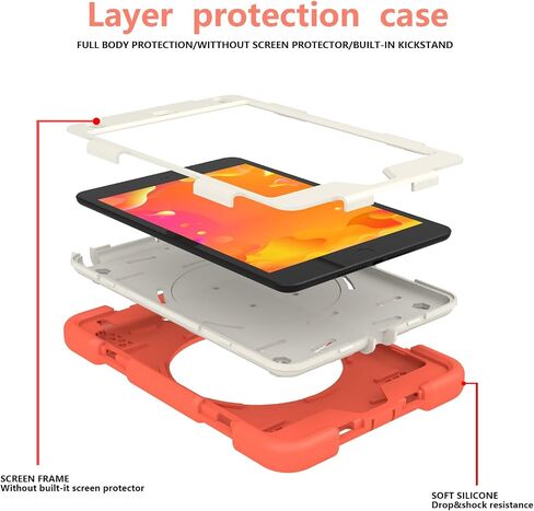 حالة متوافقة مع iPad mini4/mini 5 ، مع مقبض الدوار والوقوف والحزام ، الحالات المتوافقة مع قرص السيليكون الناعم ، حالة الحماية in Kuwait