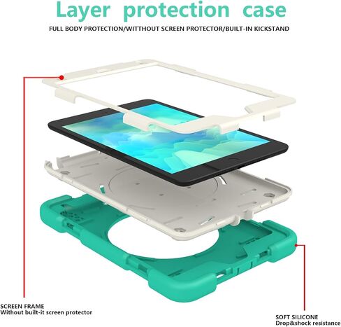 حالة متوافقة مع iPad mini4/mini 5 ، مع مقبض الدوار والوقوف والحزام ، الحالات المتوافقة مع قرص السيليكون الناعم ، حالة الحماية in Saudi Arabia