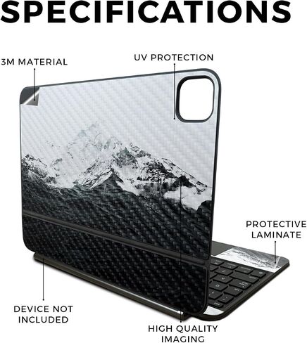 Carbon Fiber Skin Compatible with Apple Magic Keyboard for iPad Pro 11‑inch (M4) 2024 - Mountain Waves - Premium 3M Vinyl Protective Decal Cover - Easy to Apply | Crafted in The USA by MightySkins in Saudi Arabia
