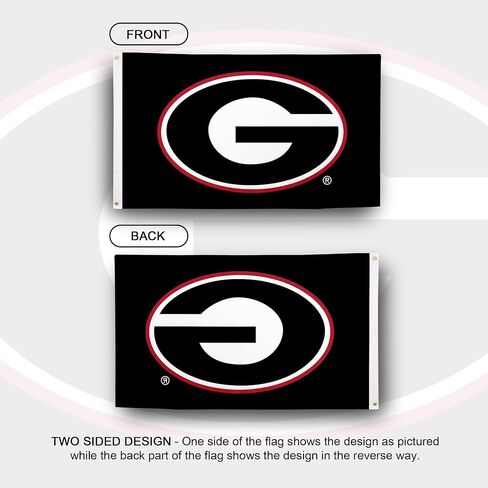 لافتات علم جامعة جورجيا لصبار الصحراء بولدوج UGA Dawgs أعلام 100% بوليستر للاستخدام الداخلي والخارجي 3x5 (تصميم 1) in Saudi Arabia