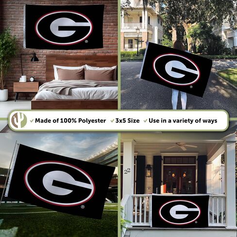 لافتات علم جامعة جورجيا لصبار الصحراء بولدوج UGA Dawgs أعلام 100% بوليستر للاستخدام الداخلي والخارجي 3x5 (تصميم 1) in Saudi Arabia