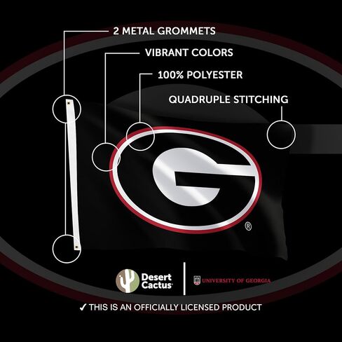 لافتات علم جامعة جورجيا لصبار الصحراء بولدوج UGA Dawgs أعلام 100% بوليستر للاستخدام الداخلي والخارجي 3x5 (تصميم 1) in Saudi Arabia