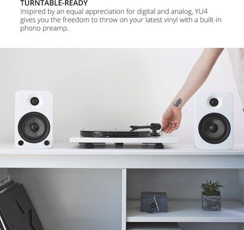 مكبرات صوت Kanto Yu4 مع Bluetooth و Phono Preamp ، Gloss White (متجدد) in Kuwait