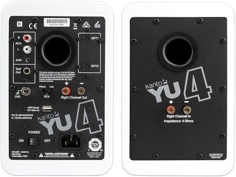 مكبرات صوت Kanto Yu4 مع Bluetooth و Phono Preamp ، Gloss White (متجدد) in Kuwait