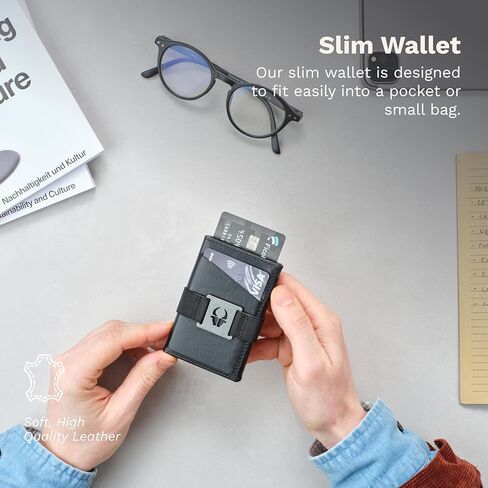 محفظة DONBOLSO الجلدية البسيطة للرجال - محفظة نحيفة مع حماية ضد حجب RFID - حامل عملي للنقود وبطاقات الائتمان - أفضل هدية محفظة للرجال - مريحة وخفيفة ومتينة - بني عتيق in Kuwait