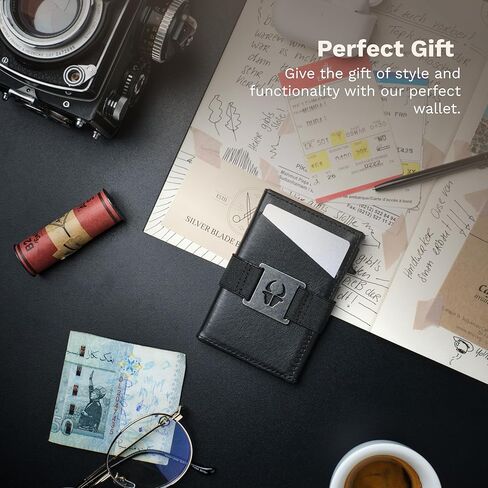 محفظة DONBOLSO الجلدية البسيطة للرجال - محفظة نحيفة مع حماية ضد حجب RFID - حامل عملي للنقود وبطاقات الائتمان - أفضل هدية محفظة للرجال - مريحة وخفيفة ومتينة - بني عتيق in Kuwait