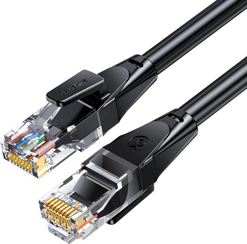 CAT6A Ethernet Cable 6.6ft, 10 Gigabi High-Speed RJ45 Patch Cord, 26AWG UTP Network Cable, Cat 6 Ethernet LAN Cord with Gold Plated RJ45 Connectors, Black in Kuwait