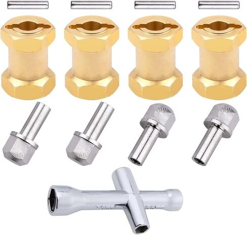HobbyPark RC Brass Spacers 12mm Wheel Hex Hubs Extenders for 1/10 RC Crawler Axial SCX10 Wheels Extension Hex Drive Adapter (12mm) in Kuwait