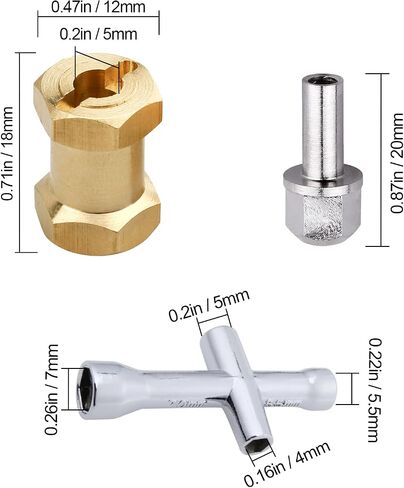 HobbyPark RC Brass Spacers 12mm Wheel Hex Hubs Extenders for 1/10 RC Crawler Axial SCX10 Wheels Extension Hex Drive Adapter (12mm) in Kuwait