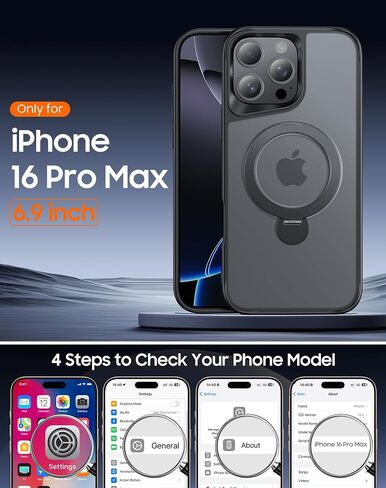 تم تصميمه لحالة iPhone 16 Pro Max ، مع حامل مغناطيسي بزاوية 360 درجة [متوافق مع Magsafe] in Saudi Arabia