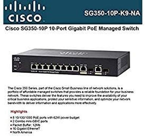 Cisco Systems SG350-10P-K9-NA SG350-10P 10-PORT GIGABIT POE SWITCH (متجدد) in Saudi Arabia