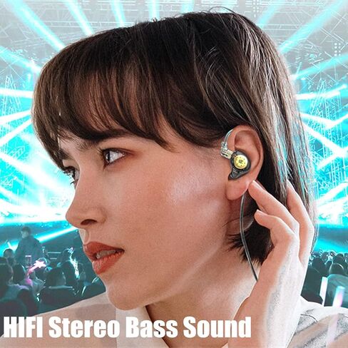 HiFi IEM for Gaming, CCZ MC02 MAX Gaming Earbuds, Clear Bass Sound Wired Gaming Ear Buds, 10mm Dual-Magnet Dynamic Driver in Ear Headphone for School Students Computer Phone (Without mic, Black Gold) in Kuwait