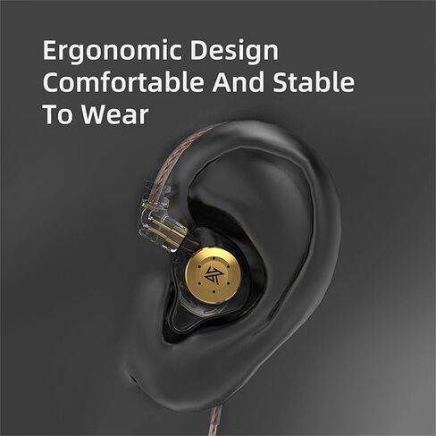 HiFi IEM for Gaming, CCZ MC02 MAX Gaming Earbuds, Clear Bass Sound Wired Gaming Ear Buds, 10mm Dual-Magnet Dynamic Driver in Ear Headphone for School Students Computer Phone (Without mic, Black Gold) in Kuwait