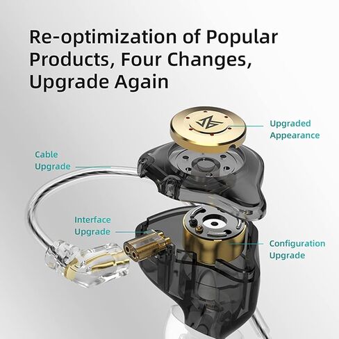 KZ EDX PRO Gaming Earbuds HiFi Deep Bass in Ear Monitors with 1DD, IEM for Gaming Wired IEM Earphones Headphone with New 10mm Dynamic Driver Detachable Cable for Video Music Church (Black, with mic) in Kuwait