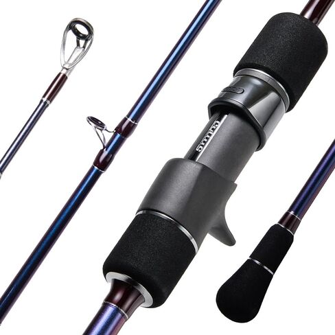 Saltwater Fishing Rod - 2-Piece Slow Jigging Rod with Fuji Guides & Toray Carbon Fiber,Split Rear High EVA Handle,Spinning/Casting Reel Compatible for Offshore & Deep Sea Fishing in Kuwait