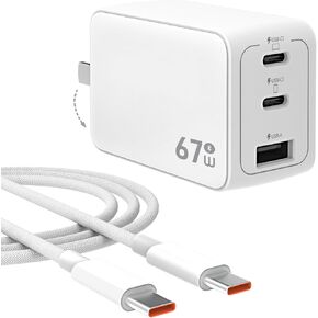 WeLink 67W USB C Charger, GaN PPS 3-Port Fast Compact Foldable USB C Charger Block for MacBook, iPad Pro, Galaxy S24, iPhone 16/15 and More in Saudi Arabia