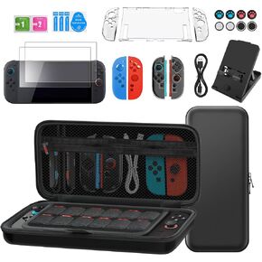 JCMO Carrying Case Accessories for Nintendo Switch 2 Console 2025, 23 in 1 Gift Kit with Carrying Bag, Protective Cover Shell, Screen Protector, Thump Grips & More, for Travel and Storage Case, Black in Saudi Arabia