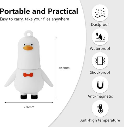 USB Flash Drives, 16GB/32GB/64GB/128GB Silicone USB2.0 High Speed Thumb Memory Stick Pen Date Storage Pendrive U Disk (Cute Goose, 128GB) in Kuwait
