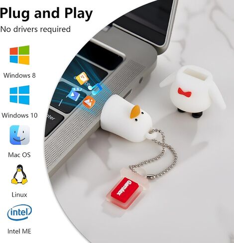 USB Flash Drives, 16GB/32GB/64GB/128GB Silicone USB2.0 High Speed Thumb Memory Stick Pen Date Storage Pendrive U Disk (Cute Goose, 128GB) in Kuwait