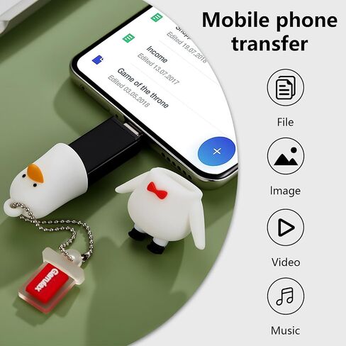 USB Flash Drives, 16GB/32GB/64GB/128GB Silicone USB2.0 High Speed Thumb Memory Stick Pen Date Storage Pendrive U Disk (Cute Goose, 128GB) in Kuwait